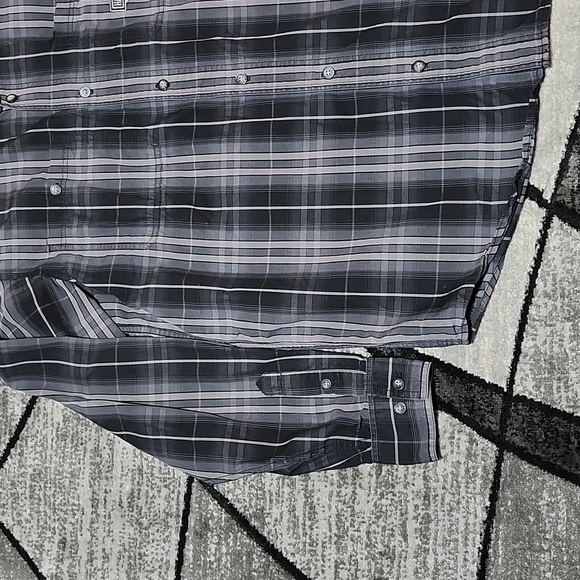 GENUINE HARLEY DAVIDSON EMBROIDERED BLACK & GRAY PLAID BUTTON LONG-SLEEVED SHIRT - Picture 7 of 14